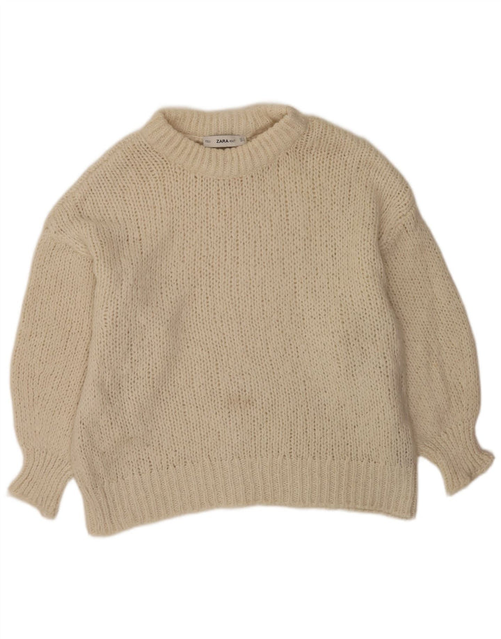 Zara Dame Oversized Crew Neck Jumper Sweater UK 10 Small Off White