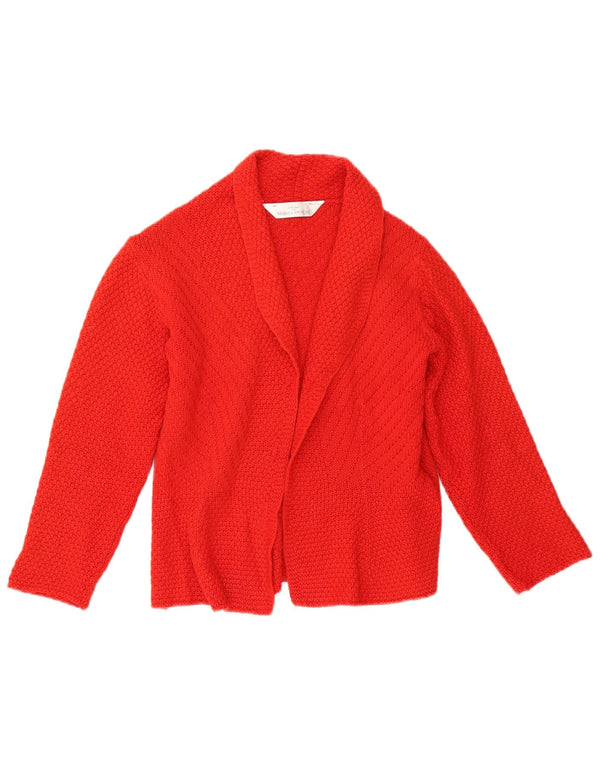 Marks & Spencer Womens Crop Open Cardigan Sweater UK 10 Small Red Wool
