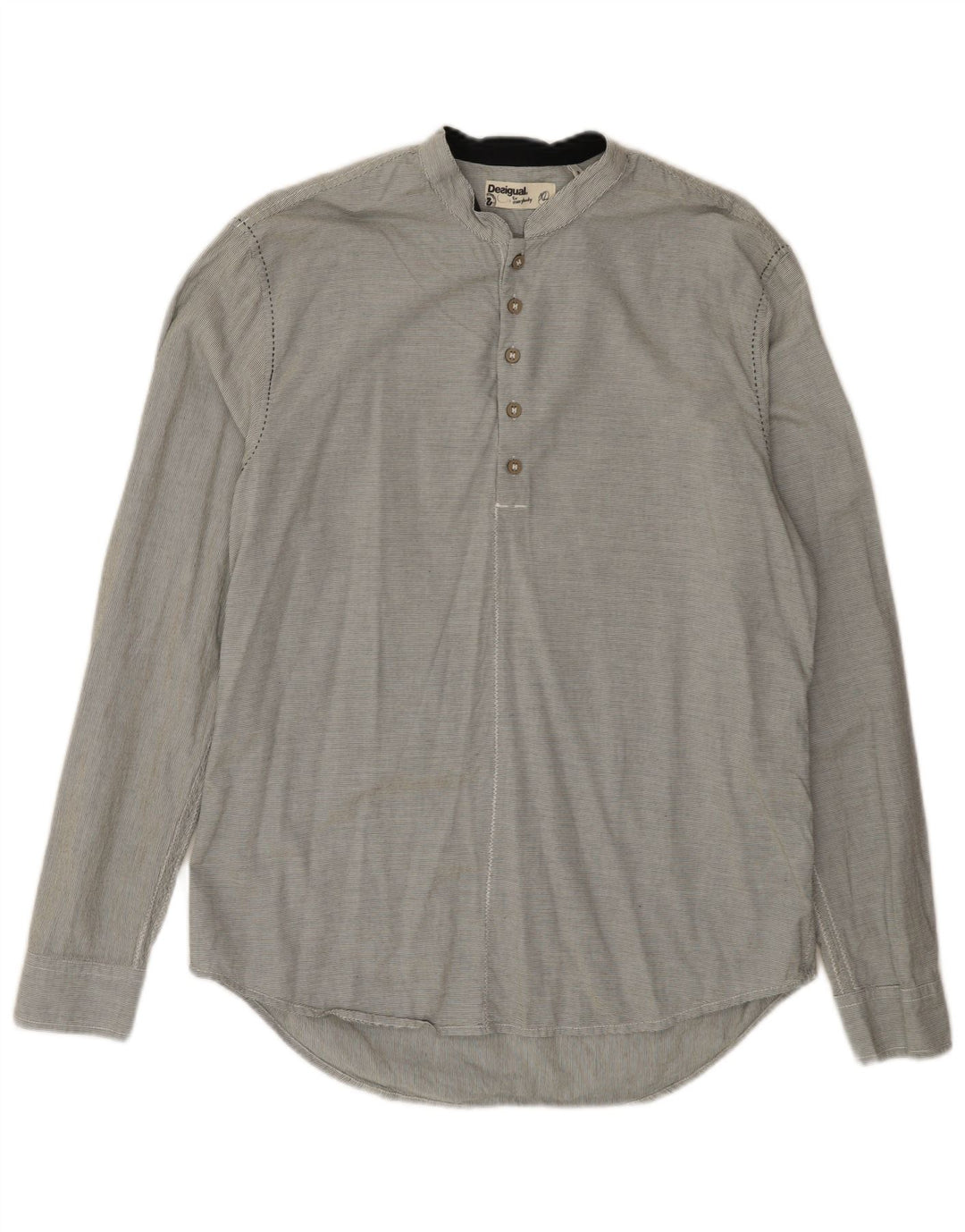 Desigual Herre Regular Fit Pullover Shirt XL Grå nålestribet bomuld