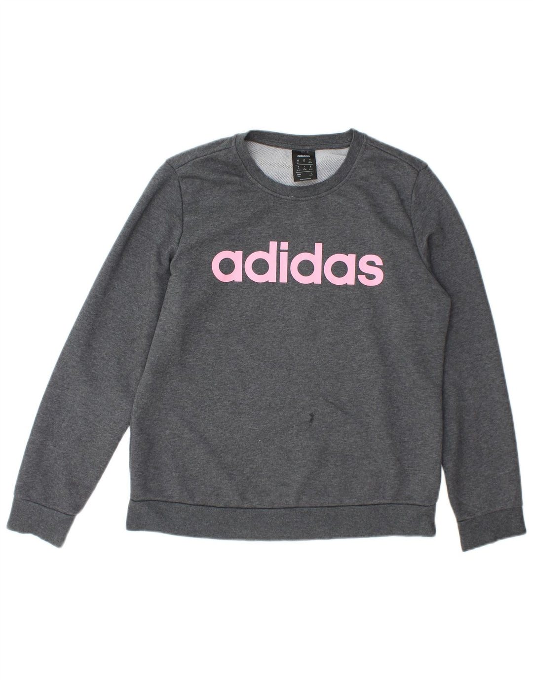 Adidas Graphic Sweatshirt Jumper UK 12/14 Medium Grey Bomuld