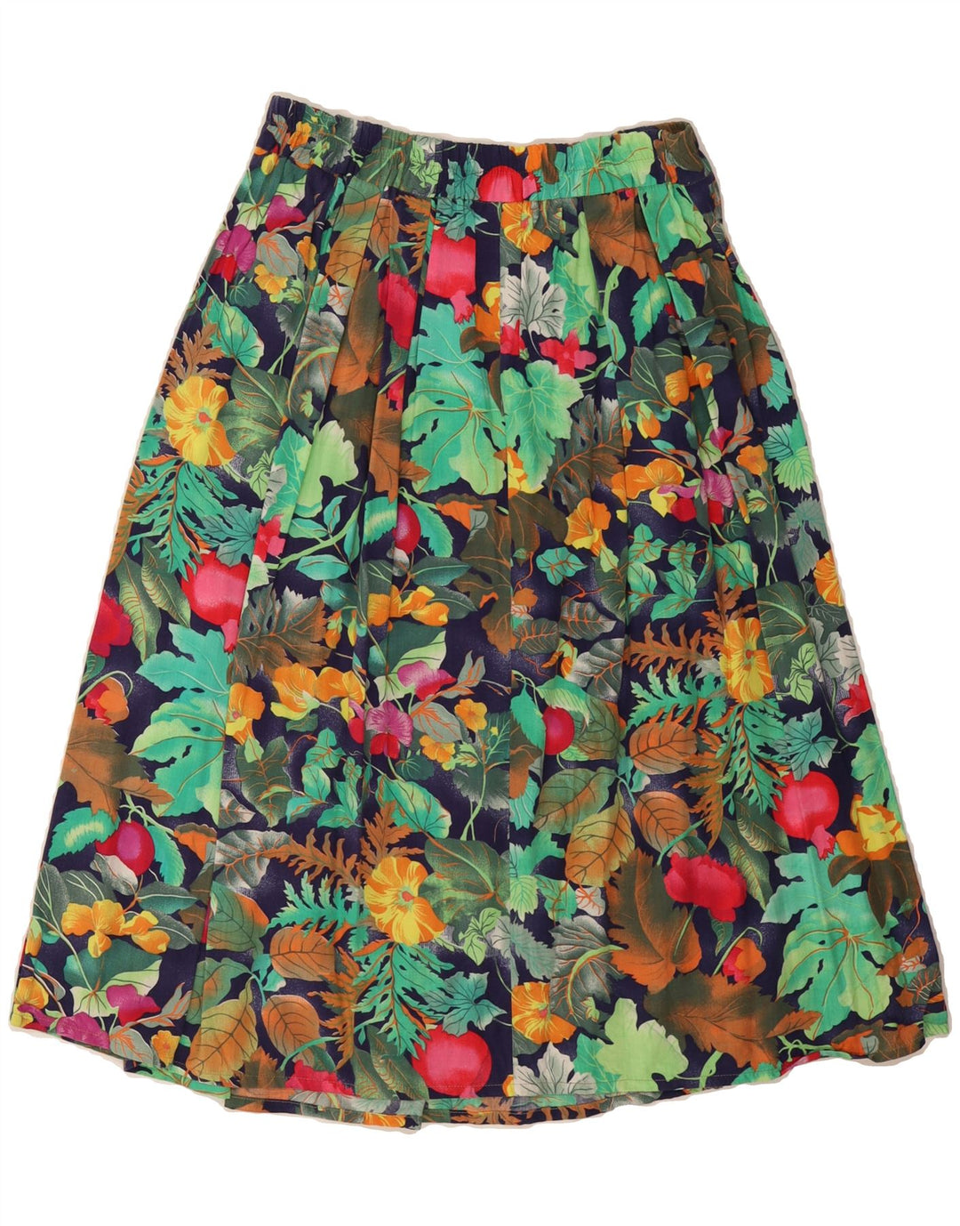 VINTAGE Womens Pleated Flared Skirt EU 42 Large W30 Multicoloured Floral Vintage Vintage and Second-Hand Vintage from Messina Hembry 