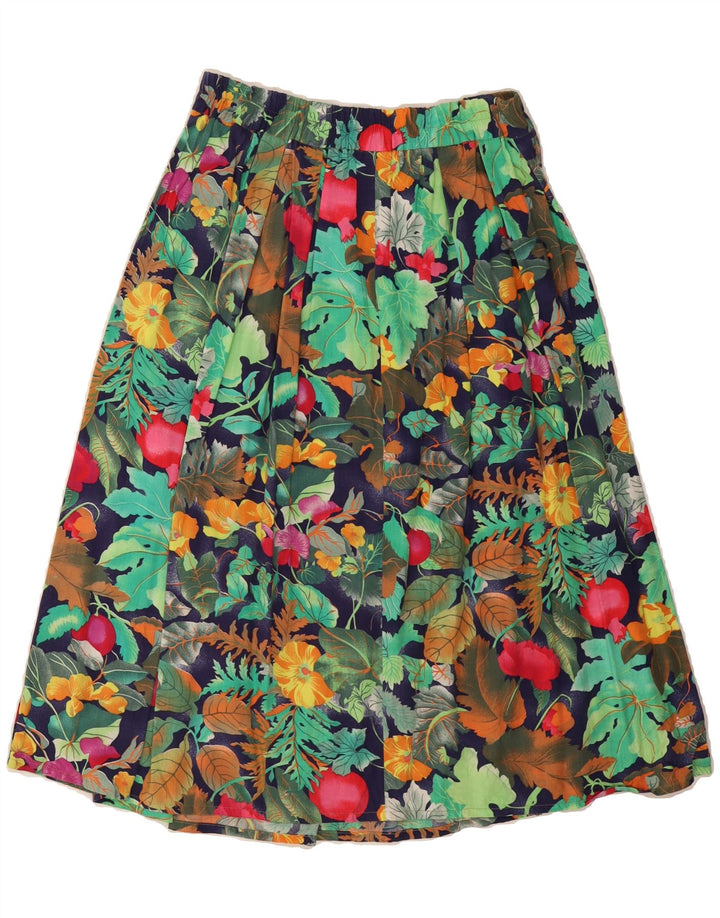 VINTAGE Womens Pleated Flared Skirt EU 42 Large W30 Multicoloured Floral Vintage Vintage and Second-Hand Vintage from Messina Hembry 