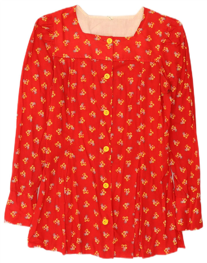 Vintage dameskjorte bluse IT 42 Medium rød blomster
