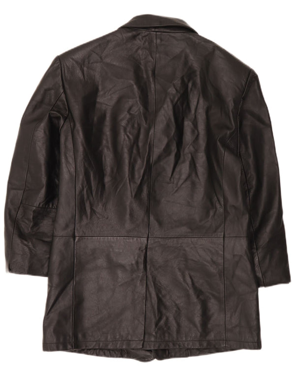 Vintage herre 3 knap læder blazerjakke IT 52 XL sort læder