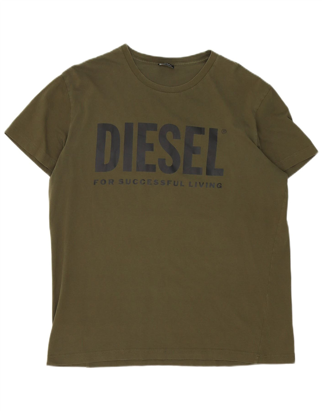 Diesel Herre Grafisk T-Shirt Top Stor Khaki Bomuld