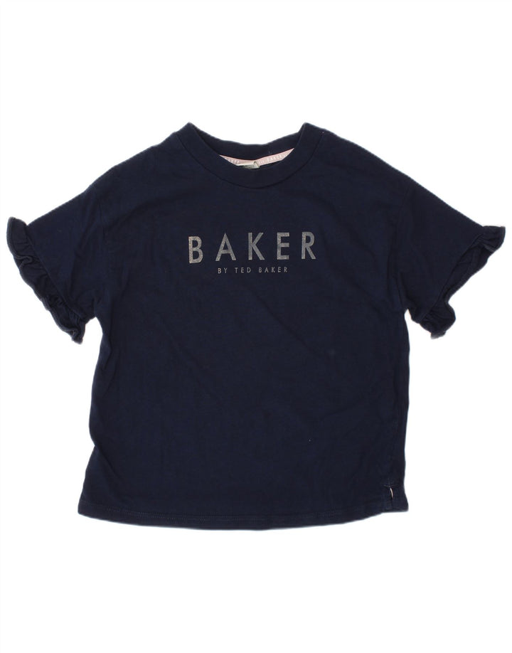 TED BAKER Piger Grafisk T-Shirt Top 6-7 År Marineblå Bomuld