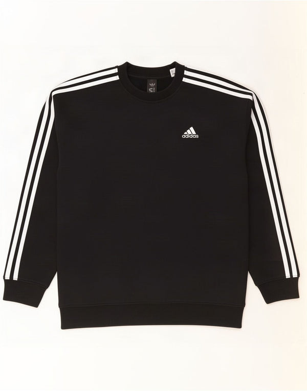 Adidas Dame Oversized Sweatshirt Jumper UK 12/14 Medium Sort Bomuld