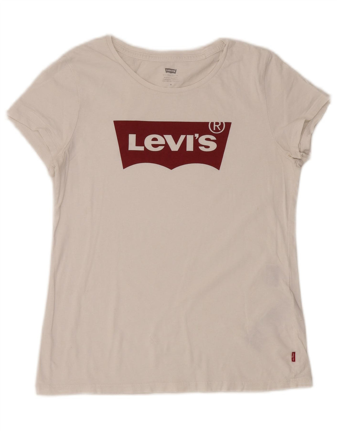 Levi's Dame Grafisk T-Shirt Top UK 14 Medium Hvid Bomuld