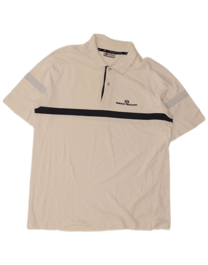 Sergio Tacchini Polo Shirt til mænd 2XL Hvid Colourblock Bomuld