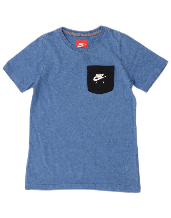 Nike Boys T-Shirt Top 8-9 år Small Blue Colourblock Bomuld