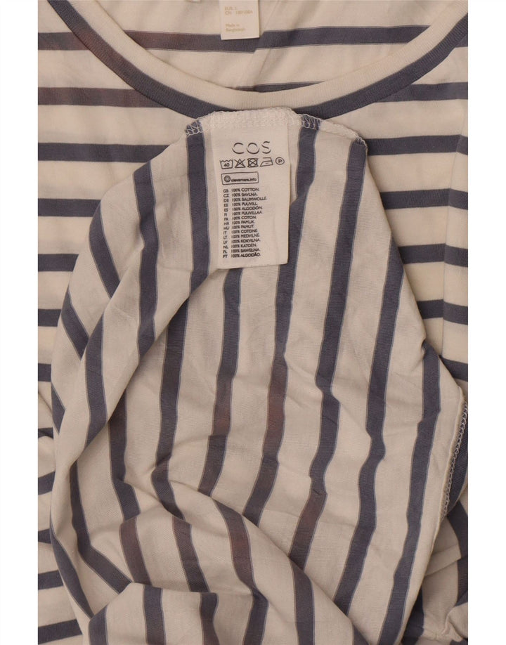 COS Herre T-shirt Top Stor hvid stribet bomuld