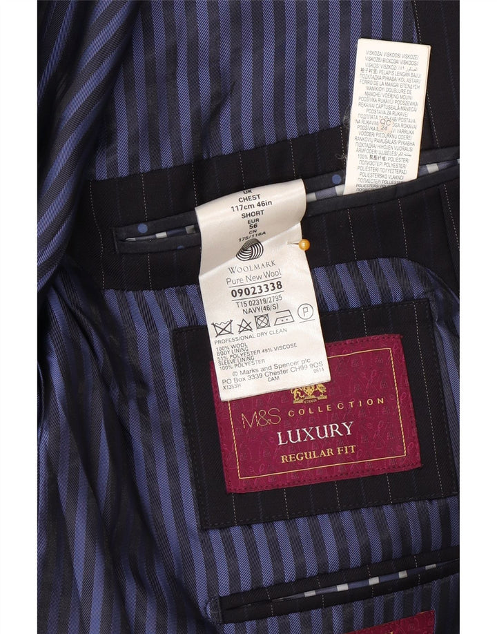 Marks & Spencer Herre 2-knaps blazerjakke EU 56 3XL Marineblå nålestribe