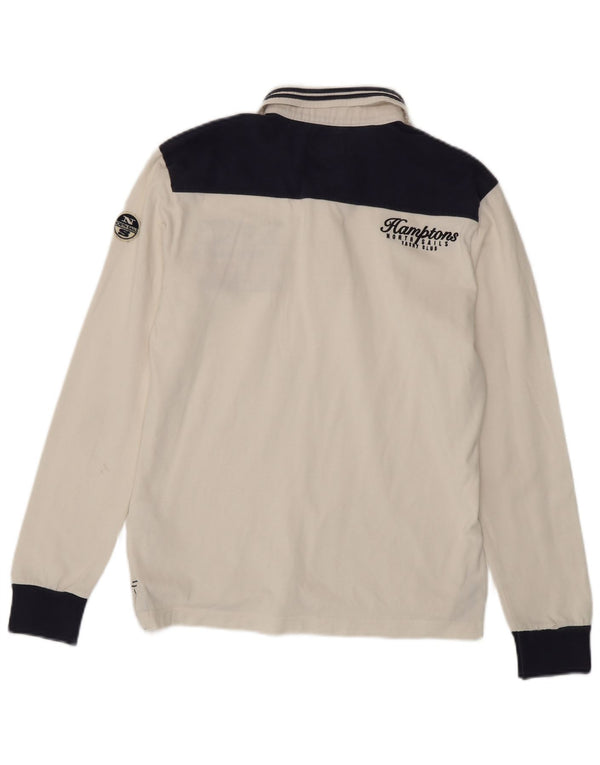 North Sails Herre grafisk langærmet poloshirt Medium White Colourblock