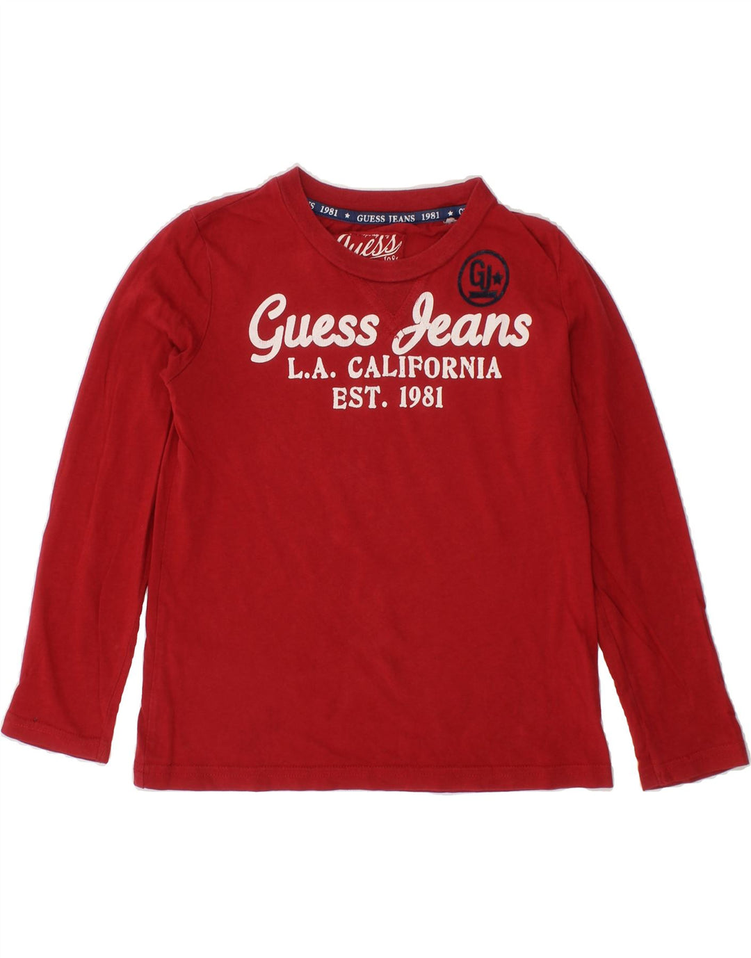 GUESS Girls Graphic Top Long Sleeve 4-5 Years Red Cotton Vintage Guess and Second-Hand Guess from Messina Hembry 