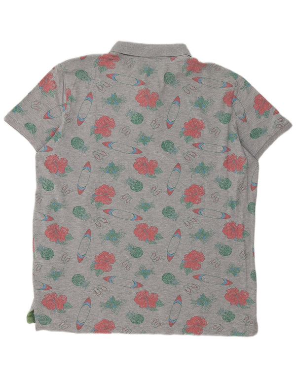 Benetton Herre Regular Fit Polo Shirt XL Grå blomster