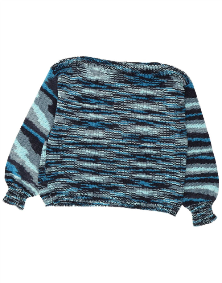 Vintage Dame Boat Neck Jumper Sweater UK 16 Stor Blå Stribet