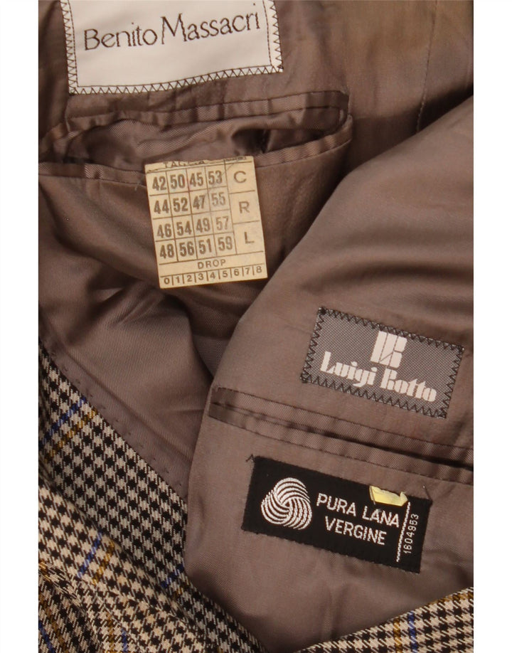 Luigi Botto Herre 2-knaps blazerjakke UK 42 XL Brown Houndstooth