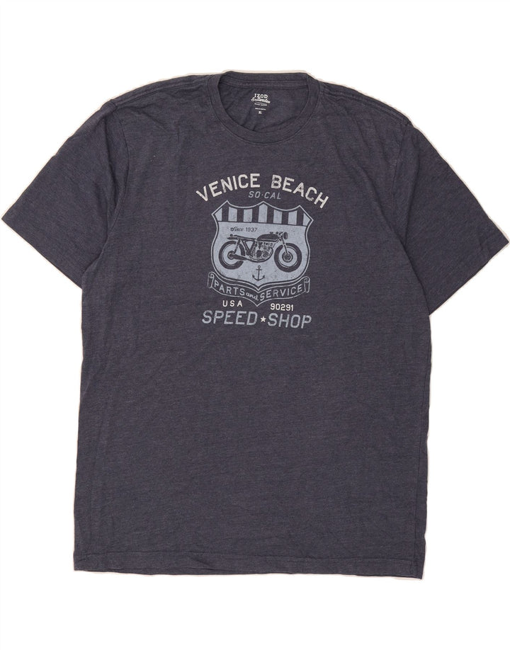 IZOD Mens Graphic T-Shirt Top XL Navy Blue Cotton Vintage Izod and Second-Hand Izod from Messina Hembry 