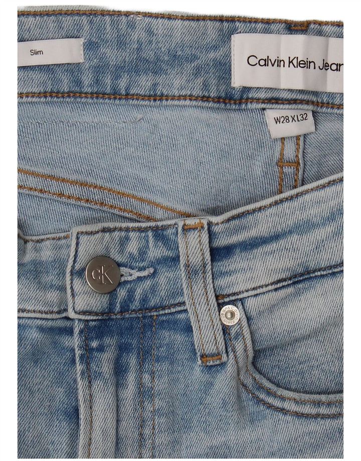 CALVIN KLEIN Herre Slim Jeans W28 L32 Blå Bomuld