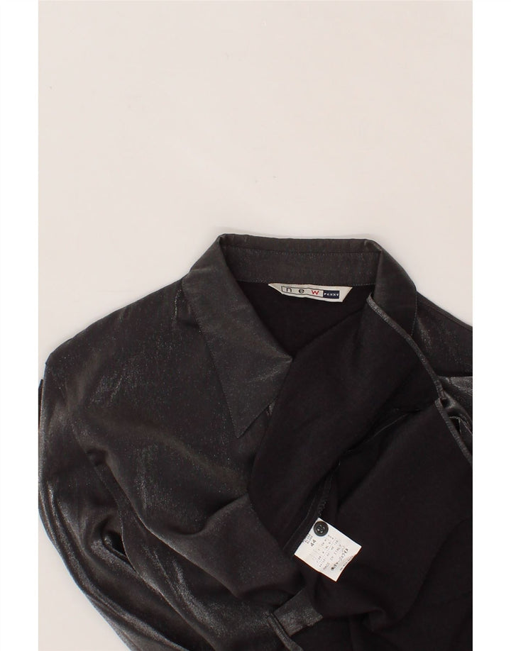 NEWPENNY Womens Shirt UK 12 Medium  Grey Viscose Vintage Newpenny and Second-Hand Newpenny from Messina Hembry 