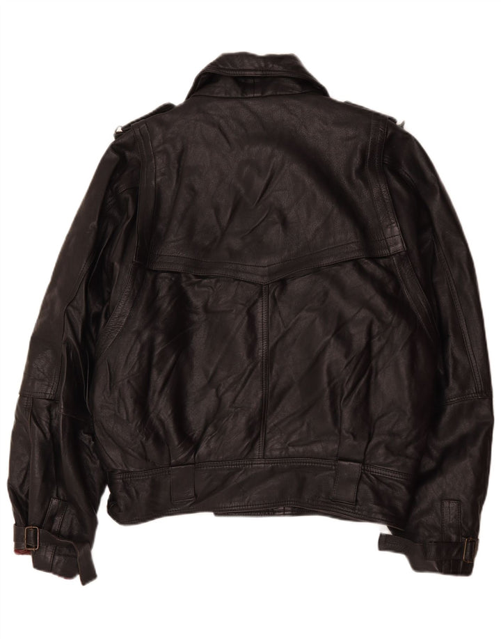 Vintage herre læder dobbeltradet bikerjakke UK 38 Medium Black Biker