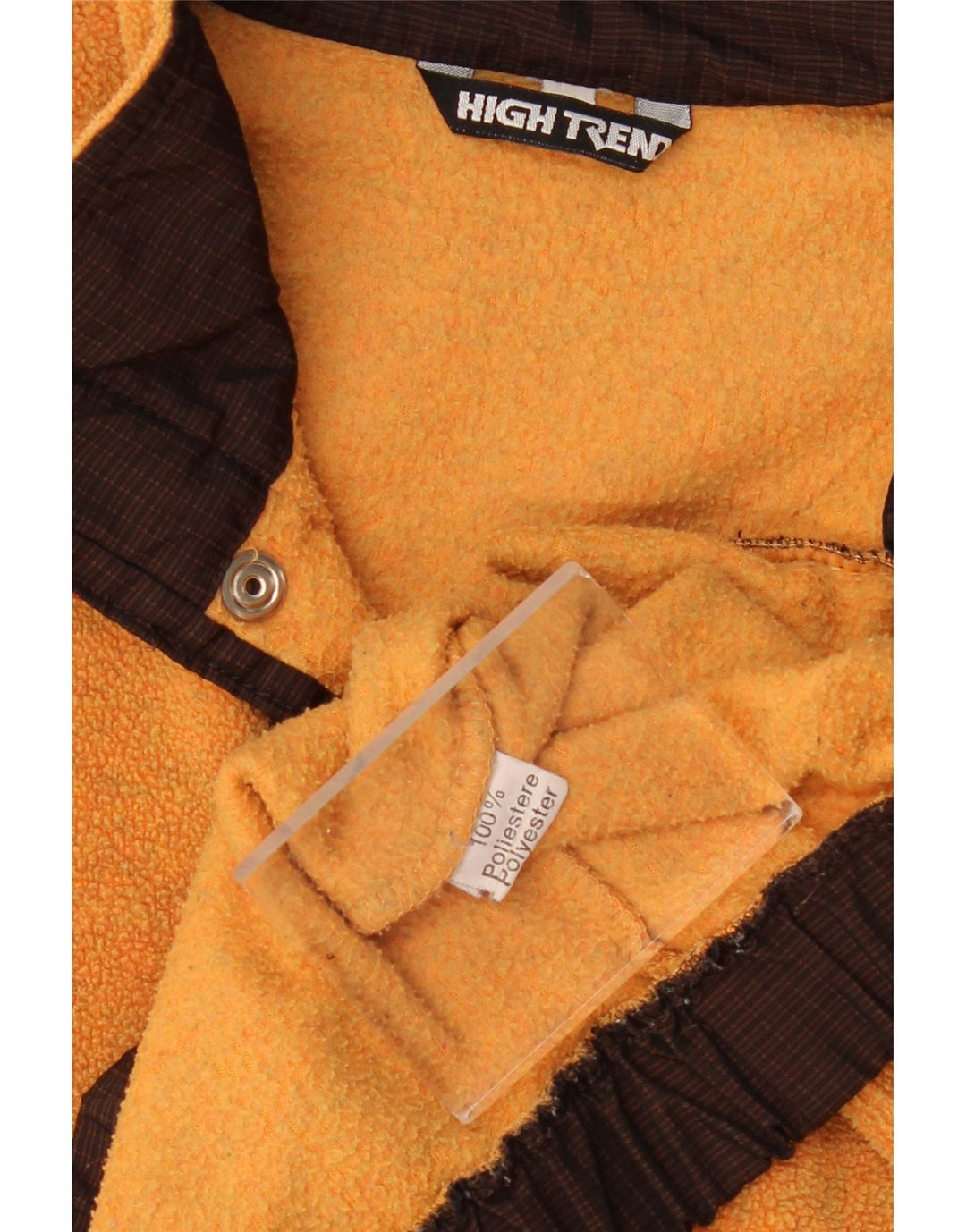 Vintage Herre Button Neck Fleece Jumper XL Orange Polyester
