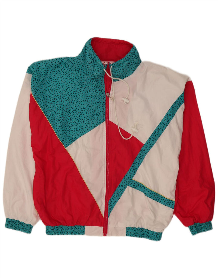 Vintage Herre Windbreaker Jacket UK 38 Medium White Colourblock Polyester