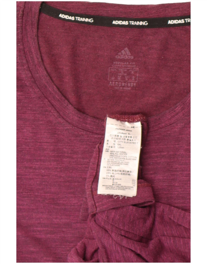 Adidas Herre T-Shirt Top XL Burgundy Flecked Polyester