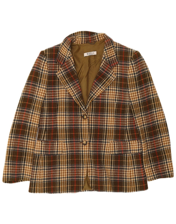 Marella Dame 2-knaps blazerjakke UK 18 XL brun ternet uld