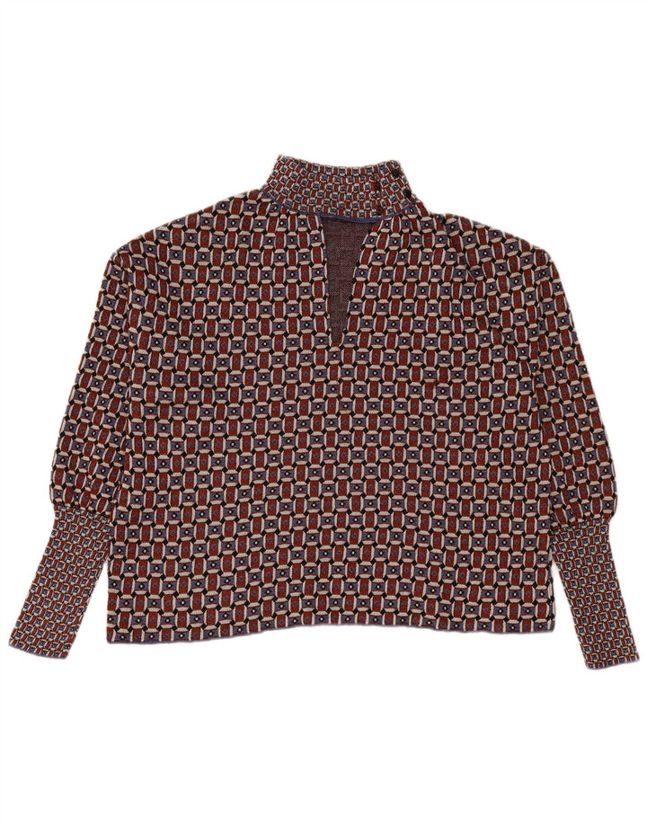 ZARA Dame Oversized Turtle Neck Jumper Sweater UK 10 Small Burgundy