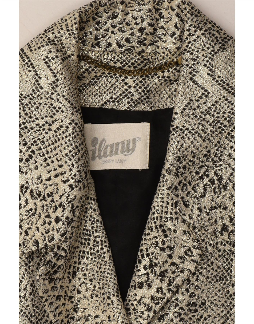 VINTAGE Womens 5 Button Blazer Jacket UK 14 Large Grey Animal Print Vintage Vintage and Second-Hand Vintage from Messina Hembry 