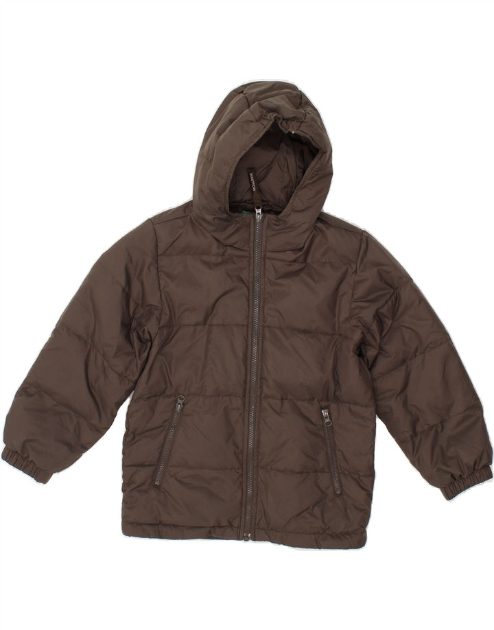 BENETTON Boys Hooded Padded Jacket 5-6 Years Small Khaki Vintage Benetton and Second-Hand Benetton from Messina Hembry 