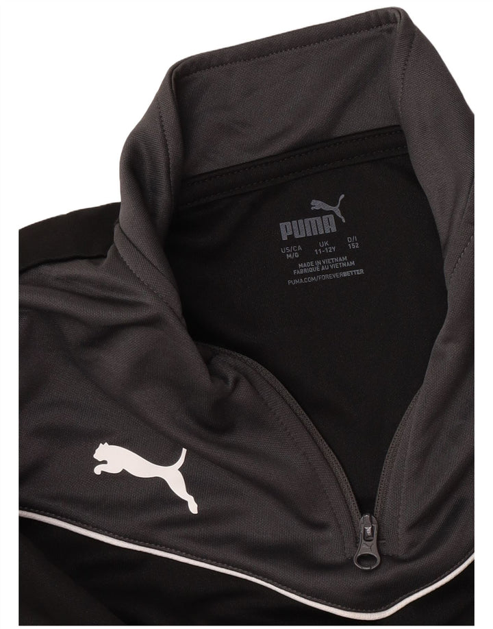 Puma Boys Zip Neck Sweatshirt Jumper 11-12 år Sort Colourblock