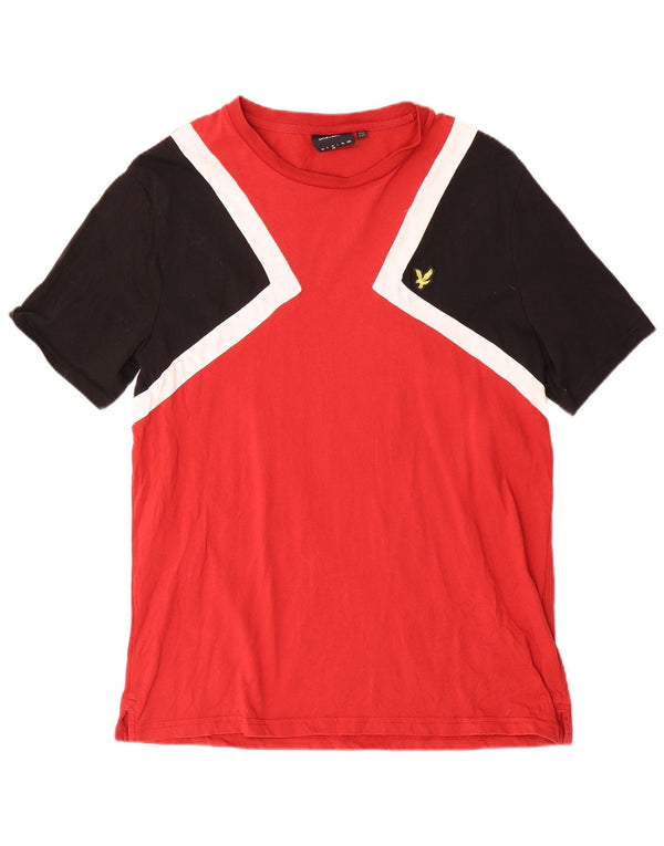 Lyle & Scott Herre T-Shirt Top Medium Rød Colourblock Bomuld