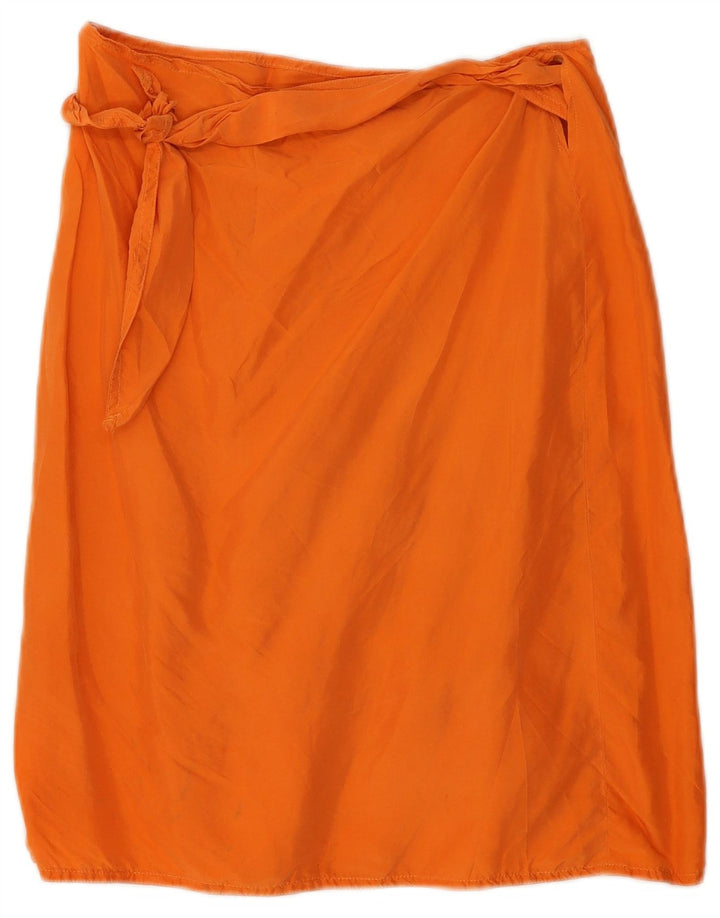 Vintage slå-om nederdel til kvinder Medium W28 Orange Silke