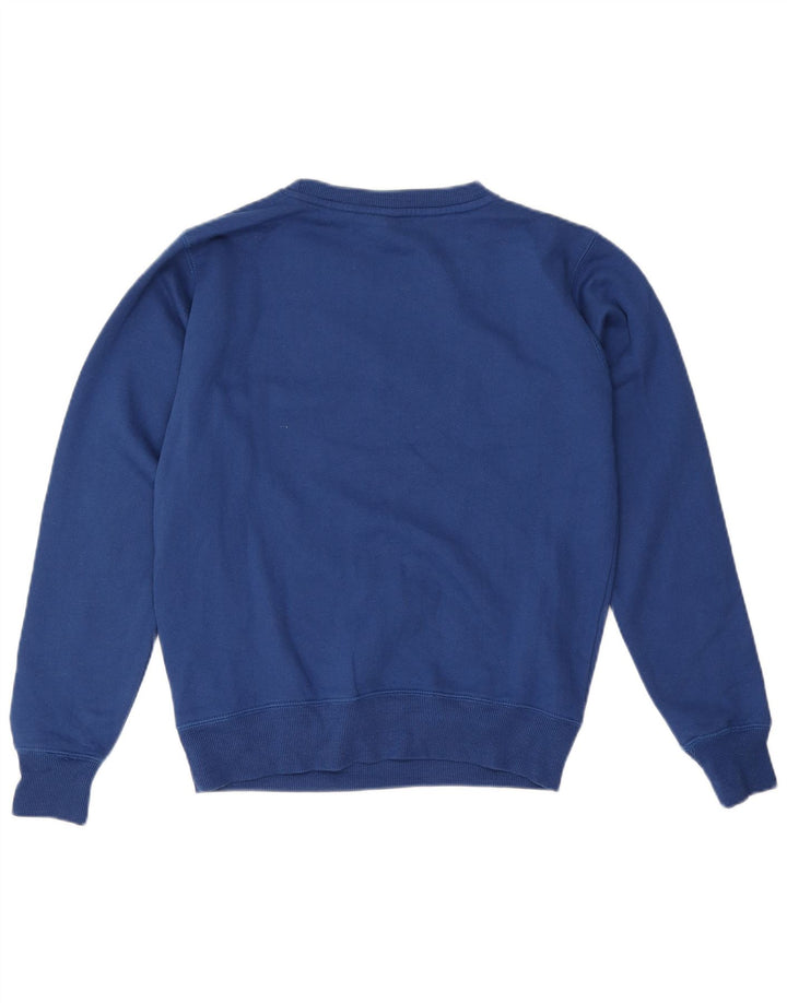 Bænk Dame Grafisk Sweatshirt Jumper UK 12 Medium Blue Bomuld
