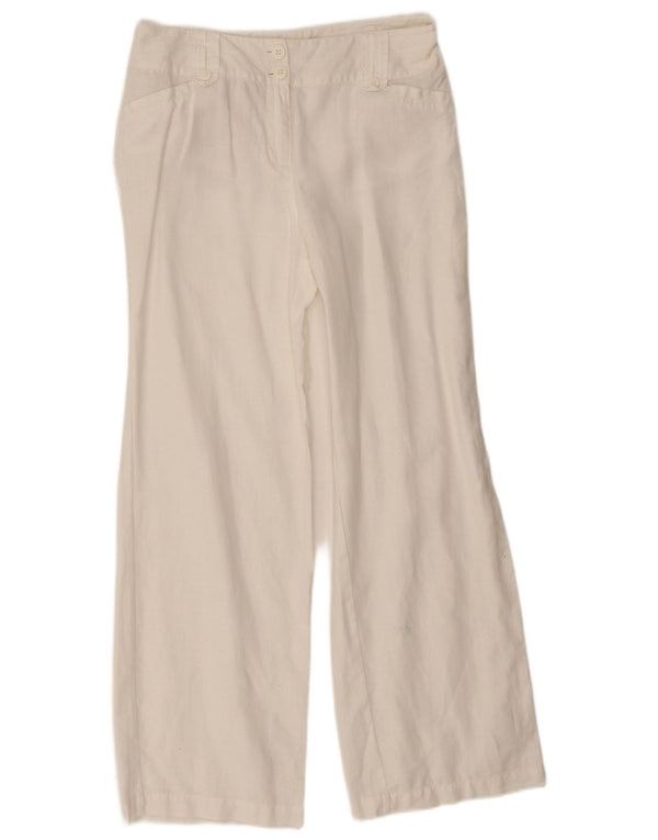 Monsoon Dame Bootcut Casual Bukser UK 10 Small W28 L28 White Linen