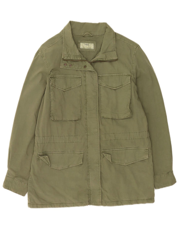 Marks & Spencer Womens Oversized Utility Jacket UK 8 Small Green Cotton