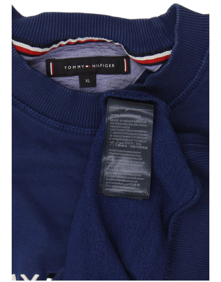 TOMMY HILFIGER Mens Graphic Sweatshirt Jumper XL Blue Cotton