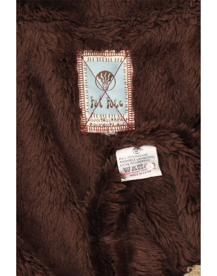 Fat Face Dame Hætte Cardigan Sweater UK 14 Medium Beige Lammeuld