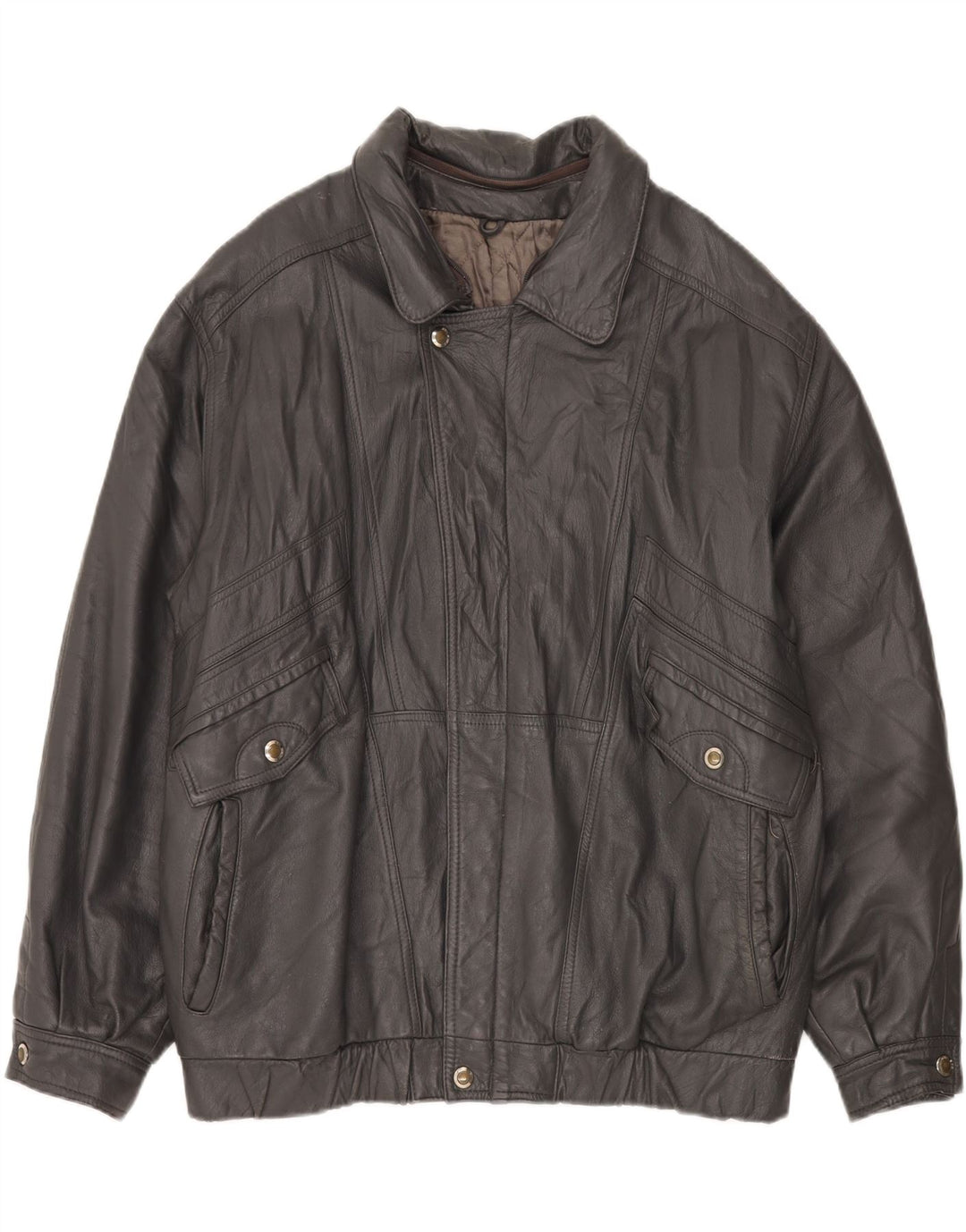 Vintage herre læderjakke IT 56 3XL Sort