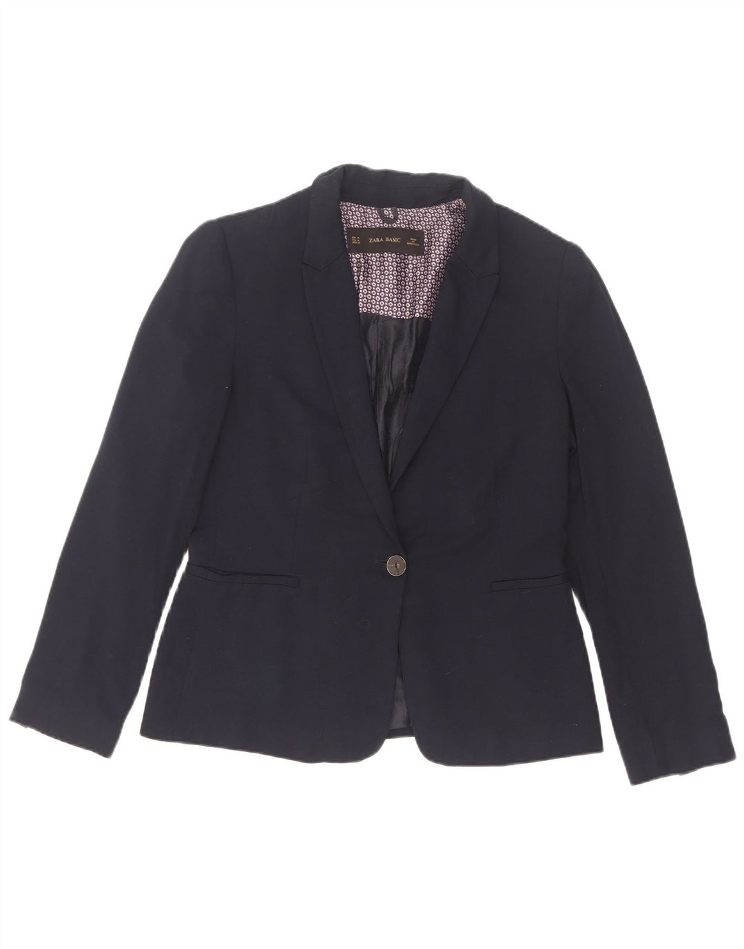 Zara Dame 1 Knap Blazer Jacket UK 12 Medium Navy Blue