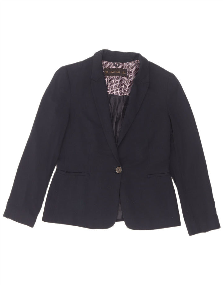 Zara Dame 1 Knap Blazer Jacket UK 12 Medium Navy Blue