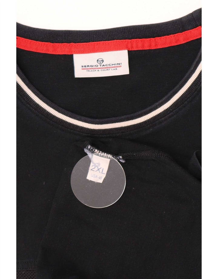 Sergio Tacchini Herre Grafisk T-Shirt Top 2XL Sort