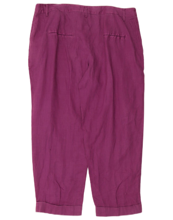 Zara Straight Cropped Bukser Large W30 L25 Lilla Ramie