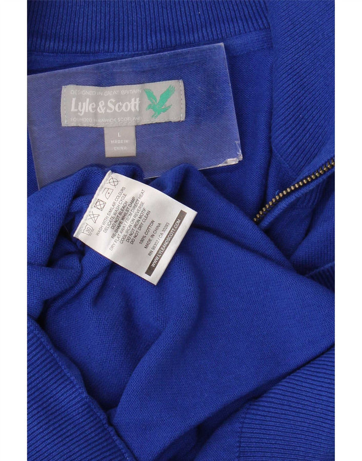 Lyle & Scott Herre Zip Neck Jumper Sweater Stor Blå Bomuld