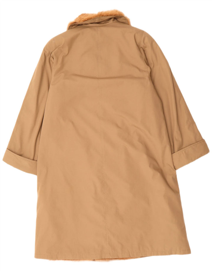 Vintage Dame Sherpa Overfrakke UK 14 Large Beige Polyester