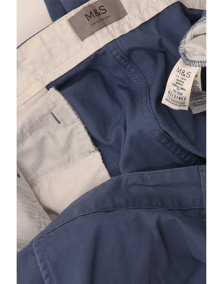 Marks & Spencer Herre Chino Shorts W48 4XL Blå Bomuld