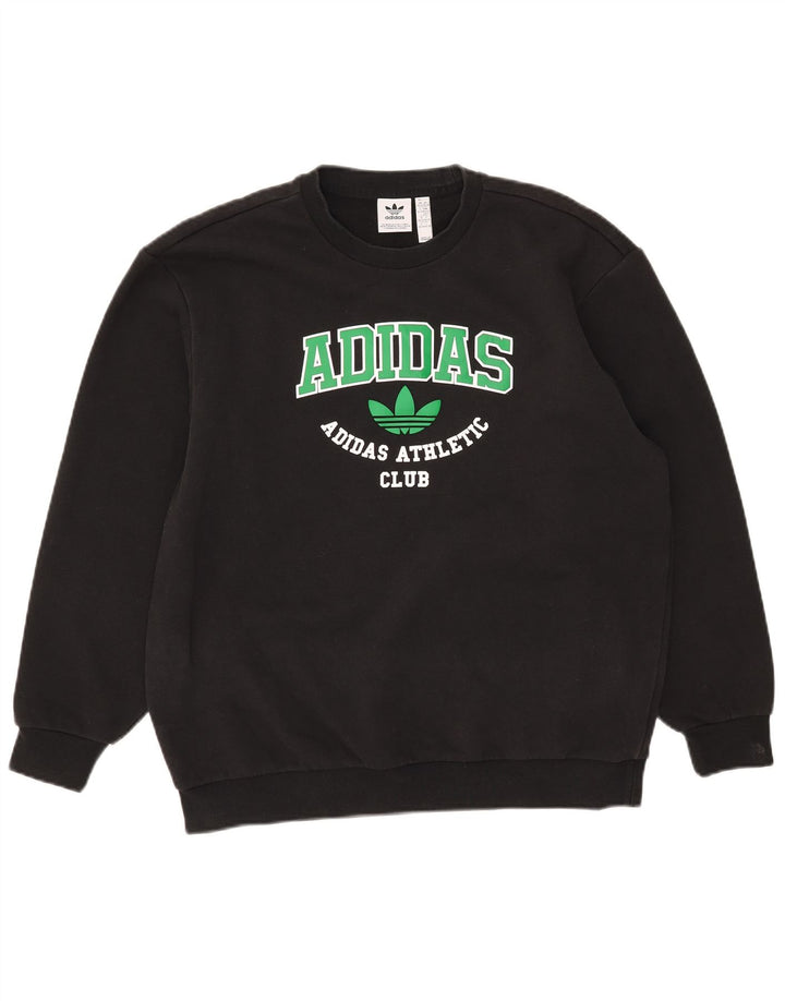 Adidas Herre Grafisk Oversized Sweatshirt Jumper 2XS Sort Bomuld