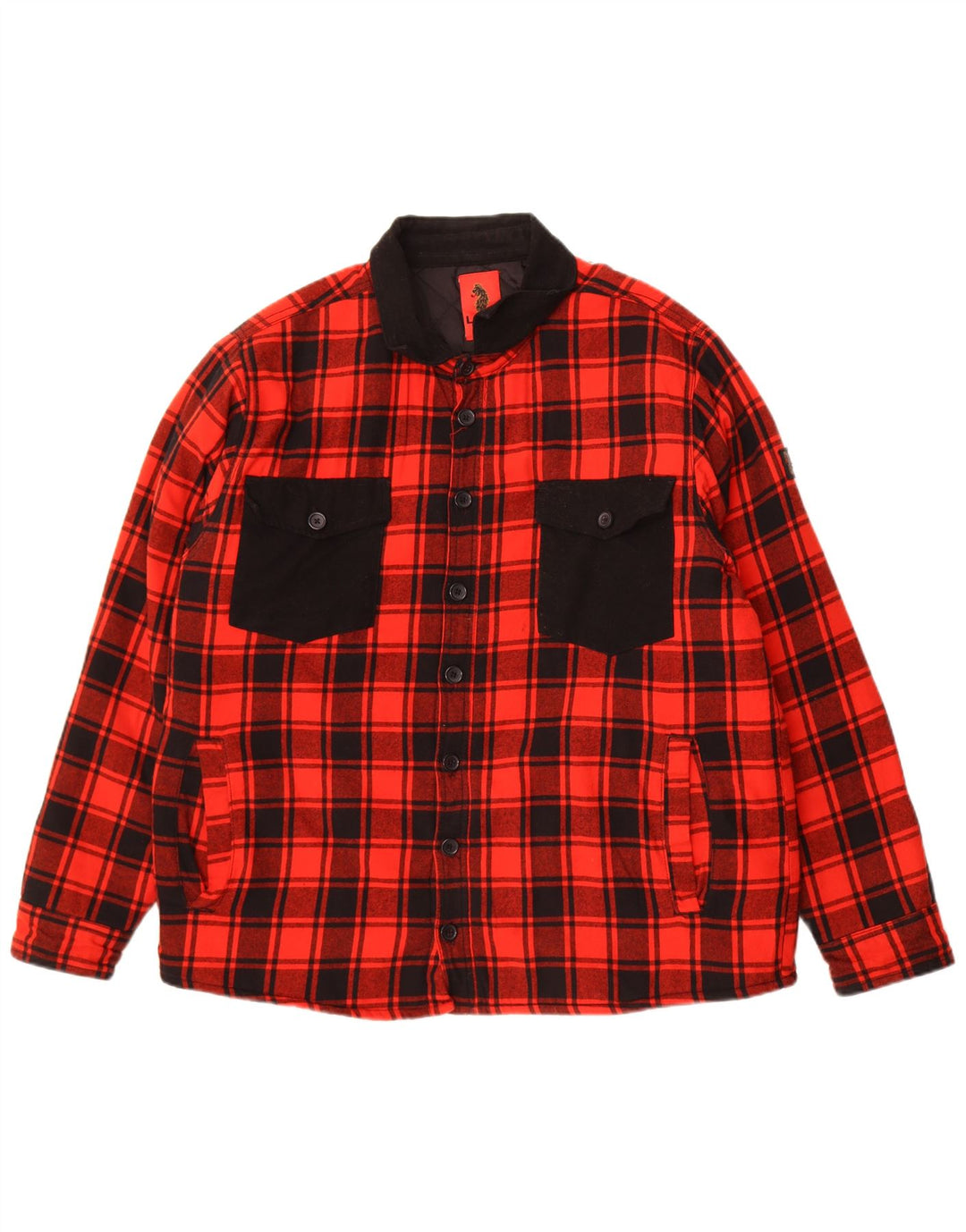 Luke 1977 herre skovhugger flannel skjorte XL rød ternet nylon